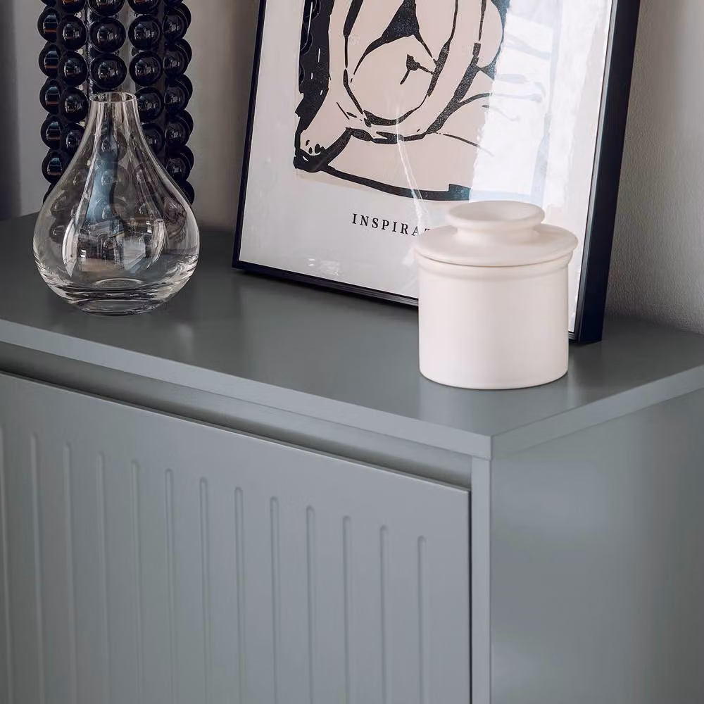 SoBuy Slim Modern Grey Shoe Cabinet with Tilting Compartments and Internal Shelves, W/D/H: 120 x 60.96 x 3 cm – 3