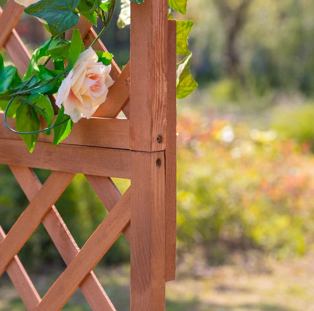 STILVORA Wooden Planter with Trellis in Natural and Orange – 5