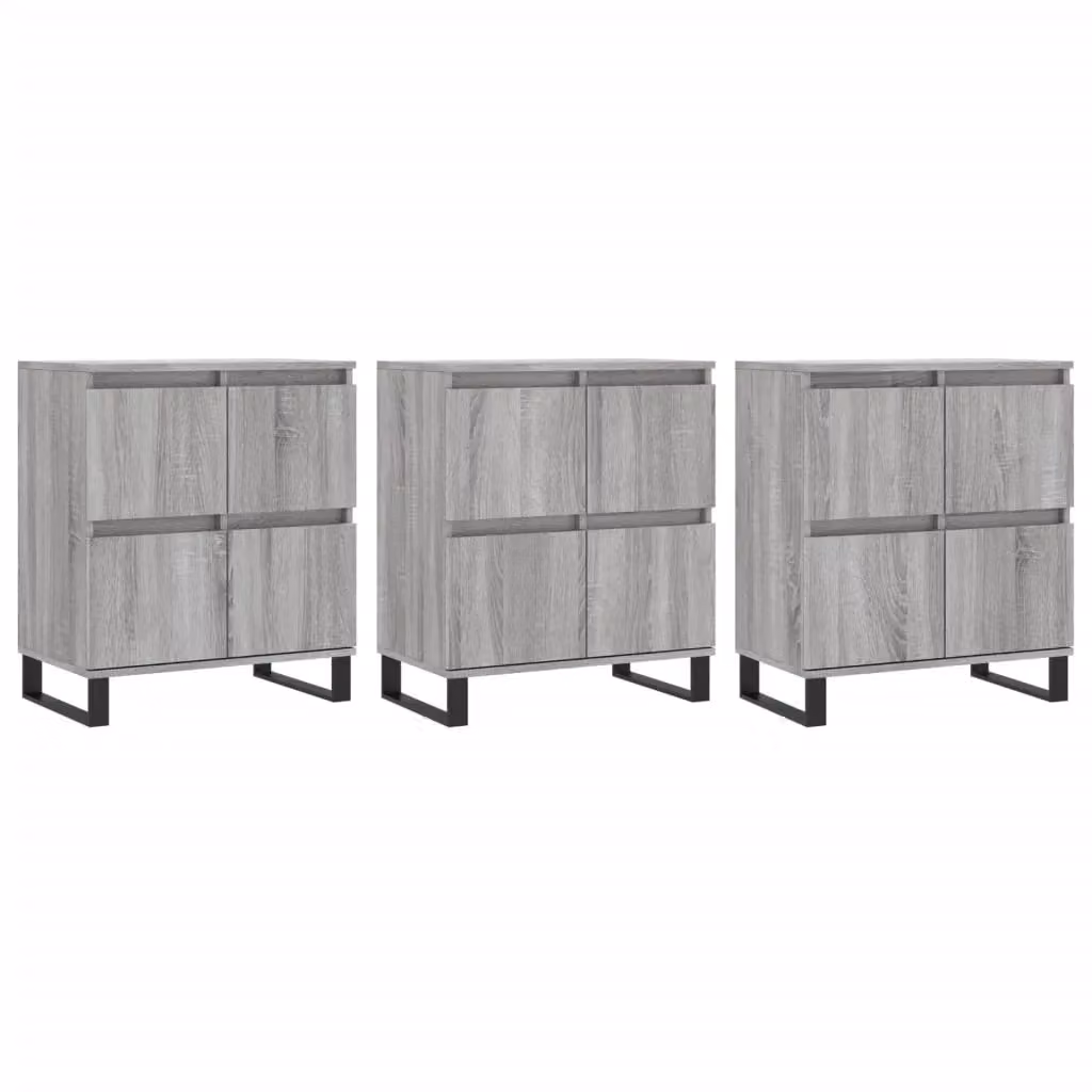Berkfield Home 3-Piece Sideboard Set in Grey Sonoma Matt MDF – 2