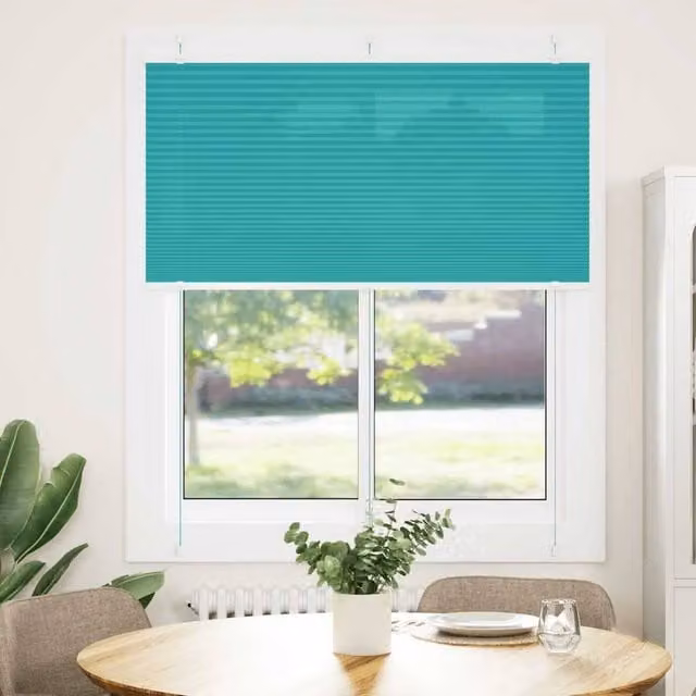 Berkfield Home Single Pleat Petrol Green Semi-Transparent Polyester Blind, W: 120 cm, H: 150 cm