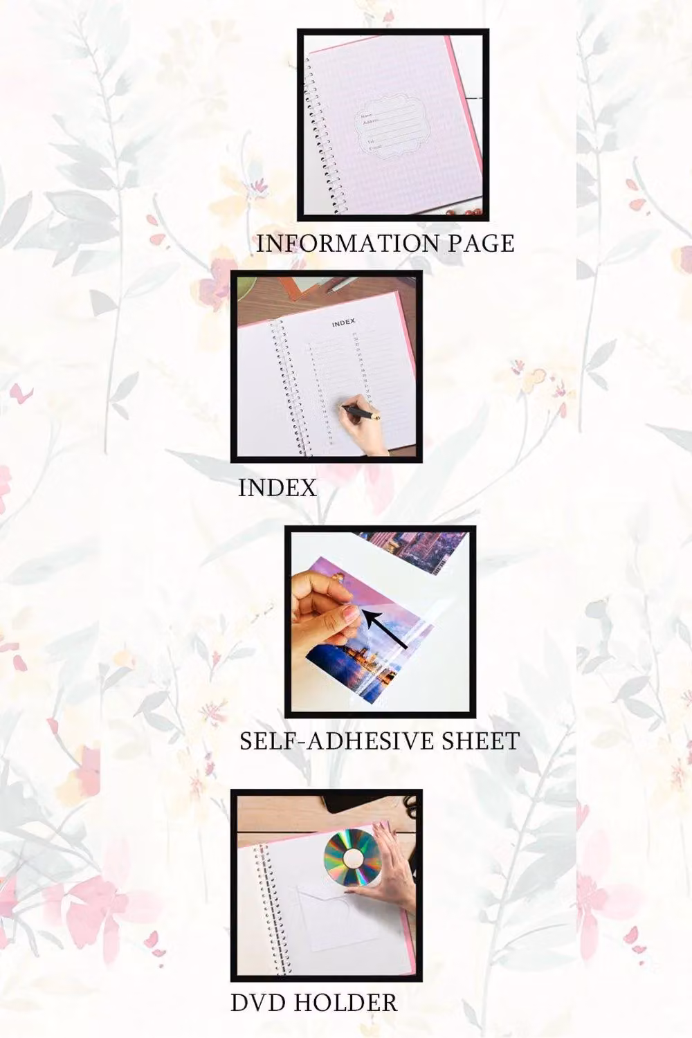 Arpan Set of 3 Self Adhesive Photo Albums with 108 Sheets and 216 Sides in Pink and White – 2