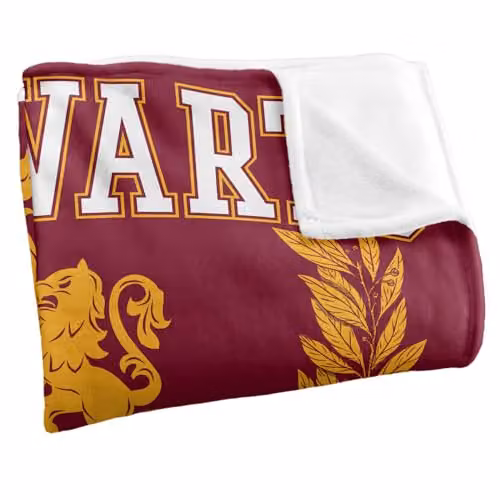 Warner Bros. Harry Potter Hogwarts Gryffindor Red Multicolour Super Soft Fleece Throw Blanket W: 152 cm, D: 127 cm – 2