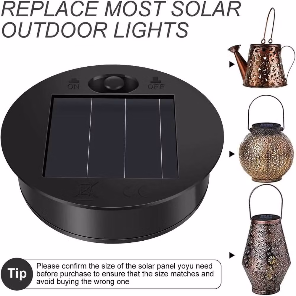 VOGREX Round Solar Powered Replacement LED Light Box in Black with Warm White Light – 4