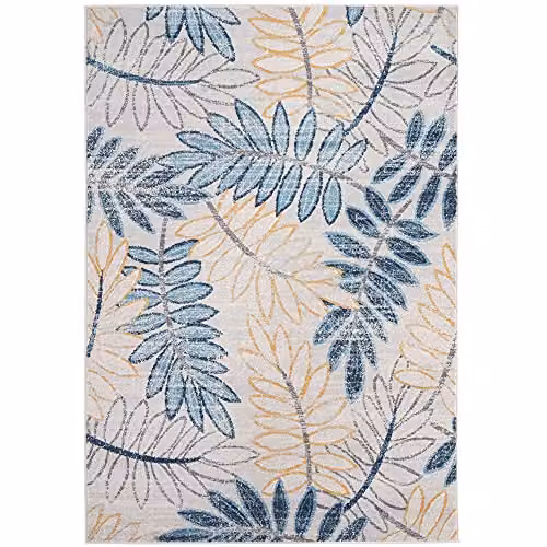 THE RUGS Multicoloured Leaves Floral Area Rug, W: 200 cm, D: 290 cm – 2