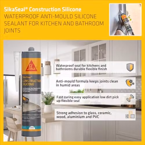 Everbuild Everflex 200 Contractors LMA Waterproof Silicone Sealant, White, 295ml – 3