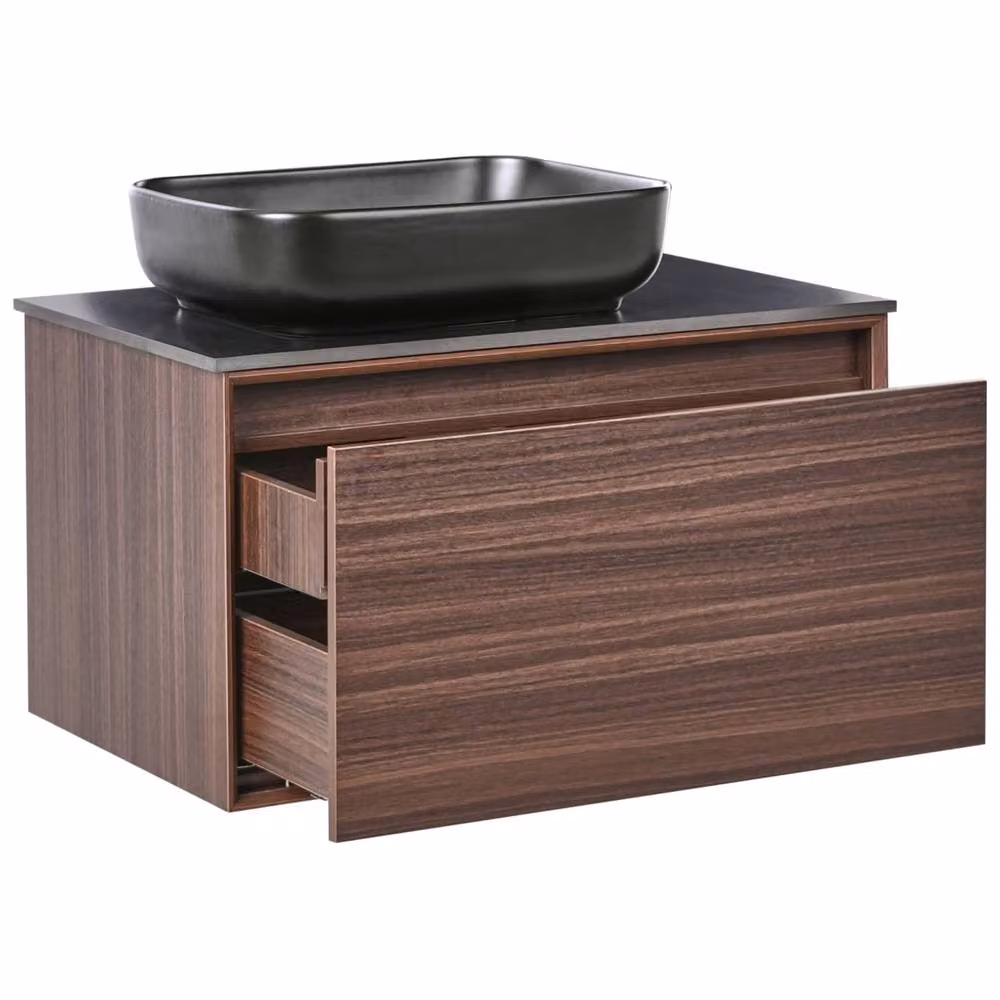 Wyld and Coco Wall-Mounted Vanity Basin Unit, Brown, W: 80 cm, D: 50 cm, H: 58 cm – 4