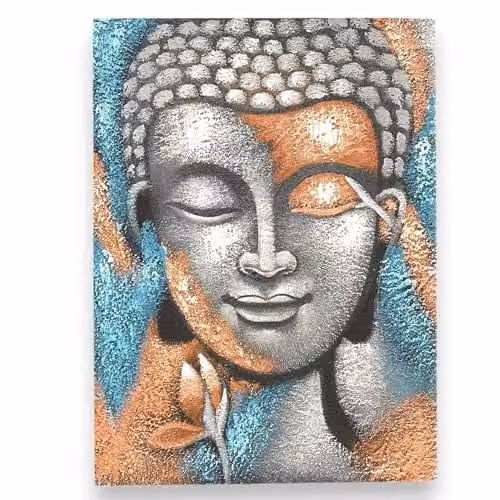 KDMD Multicolour Abstract Floral Buddha Canvas Painting, W: 75 cm, H: 55 cm – 1
