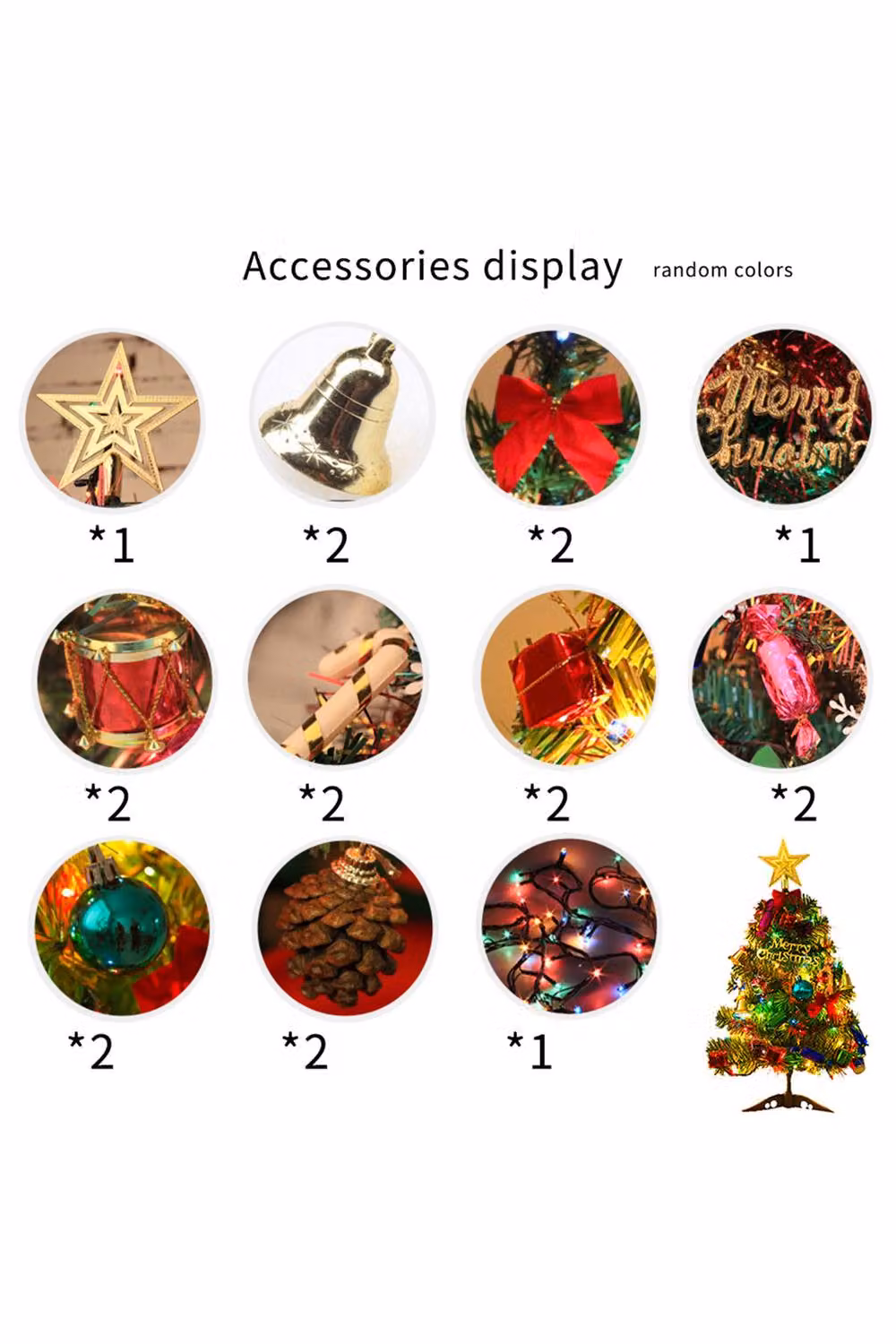 Living and Home Green Tabletop Mini Christmas Tree with Multicolour LED Lights, Candy and Gift Boxes, Height: 50 cm – 3