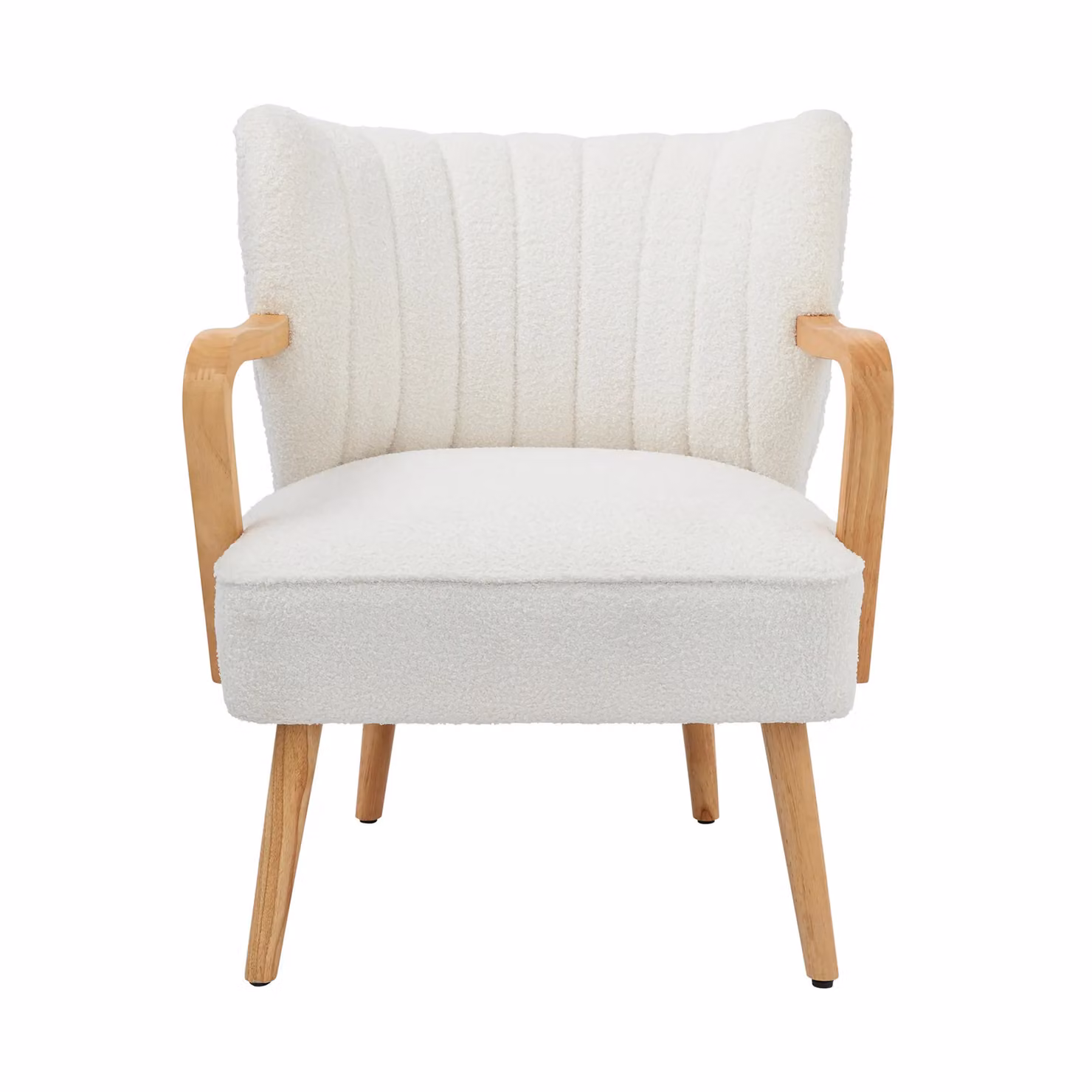 GFW Enzo Cream Bouclé Fabric Scandinavian Accent Chair with Armrests – 2