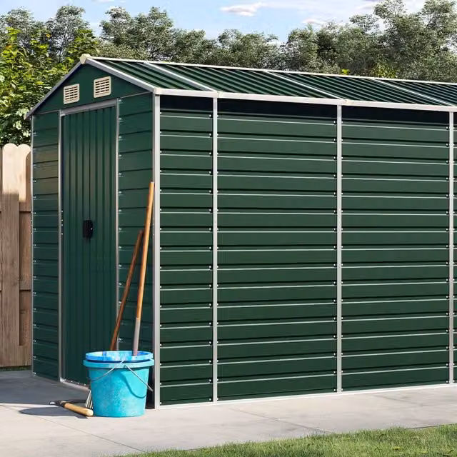 Berkfield Home Green Galvanised Steel Garden Shed with Side Vent, W/D/H: 810 x 191 x 198 cm – 1