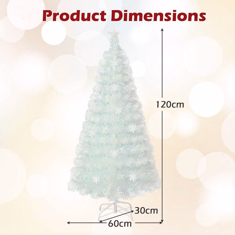 Costway 4ft Pre-Lit White Fiber Optic Artificial Christmas Tree – 2