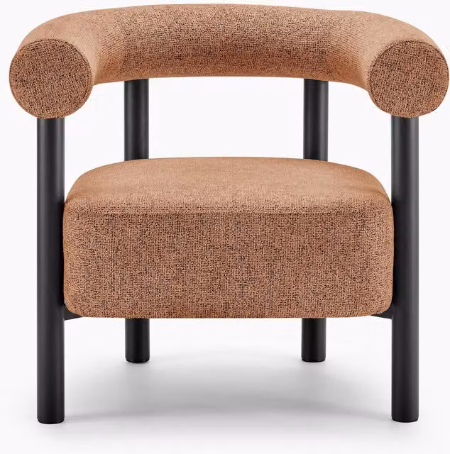 FurnitureboxUK Mirabel Orange Fabric Accent Tub Chair with Armrests