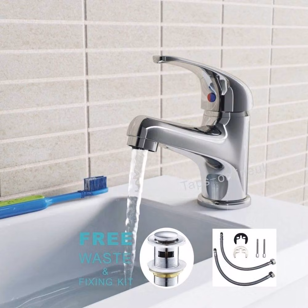 NESTLUNE Single Lever Chrome Basin Mixer Tap with Pop Up Waste and Fixings in Silver – 2