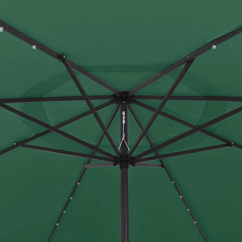 Berkfield Home Garden Parasol with LED Lights, Green, Diameter: 400 cm – 2