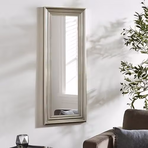 Julian Bowen Tokyo Modern Full Length Rectangular Wall Mirror in Silver and Grey, H: 115 cm, W: 45 cm – 1