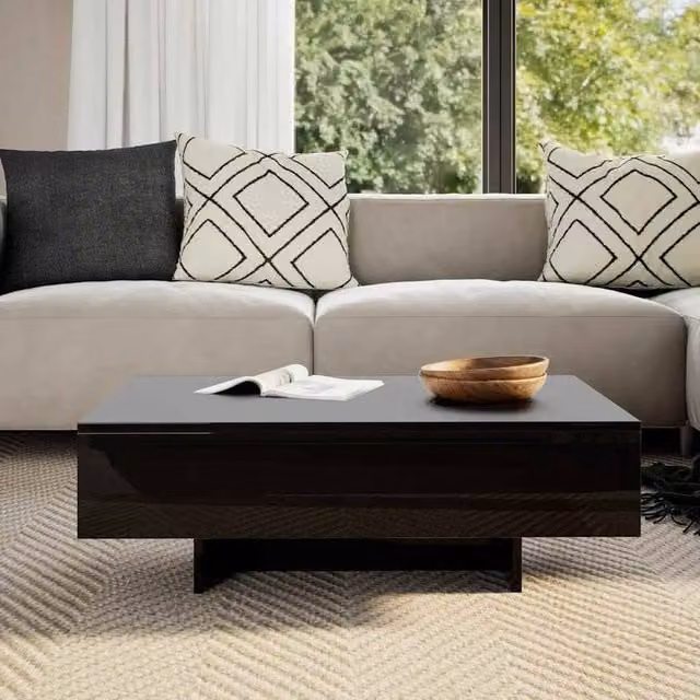 Berkfield Home Elegant Rectangular Coffee Table in High Gloss Black – 1
