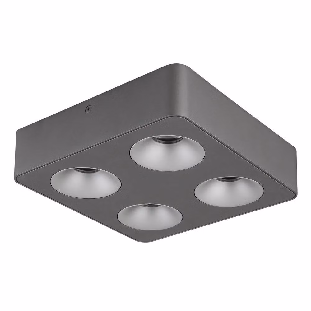 Netlighting Hangarau Modern Square Semi Flush Ceiling Light in Grey with Warm White LED 3000K – 2
