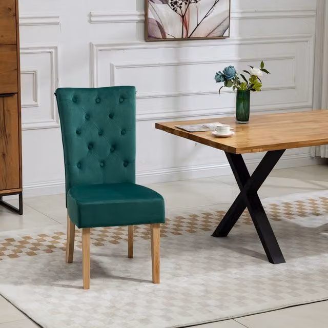 Set of 2 Artemis Home Pienza Green Velvet Dining Chairs