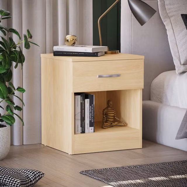 Vida Designs Riano Pine Bedside Table with One Drawer – 1