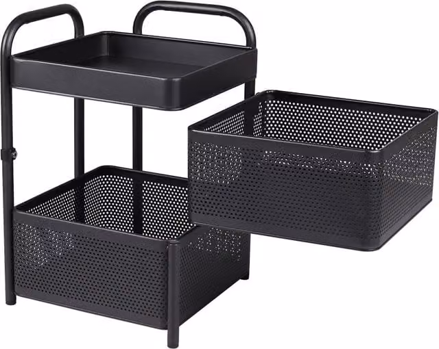 Livingandhome Multi-Tier Metal Kitchen Storage Rack on Wheels, Black