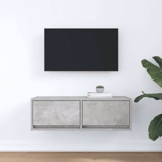 Berkfield Home TV Cabinet in Concrete Grey, W/D/H: 80 x 31 x 25.5 cm