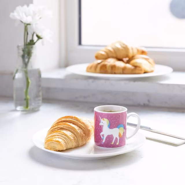 Kitchencraft Set of 6 Blue Unicorn Porcelain Espresso Cups