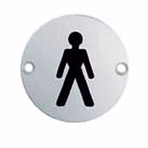 Loops 4 Pack Male Symbol Bathroom Door Signs in Polished Silver Stainless Steel, 76mm Diameter – 2