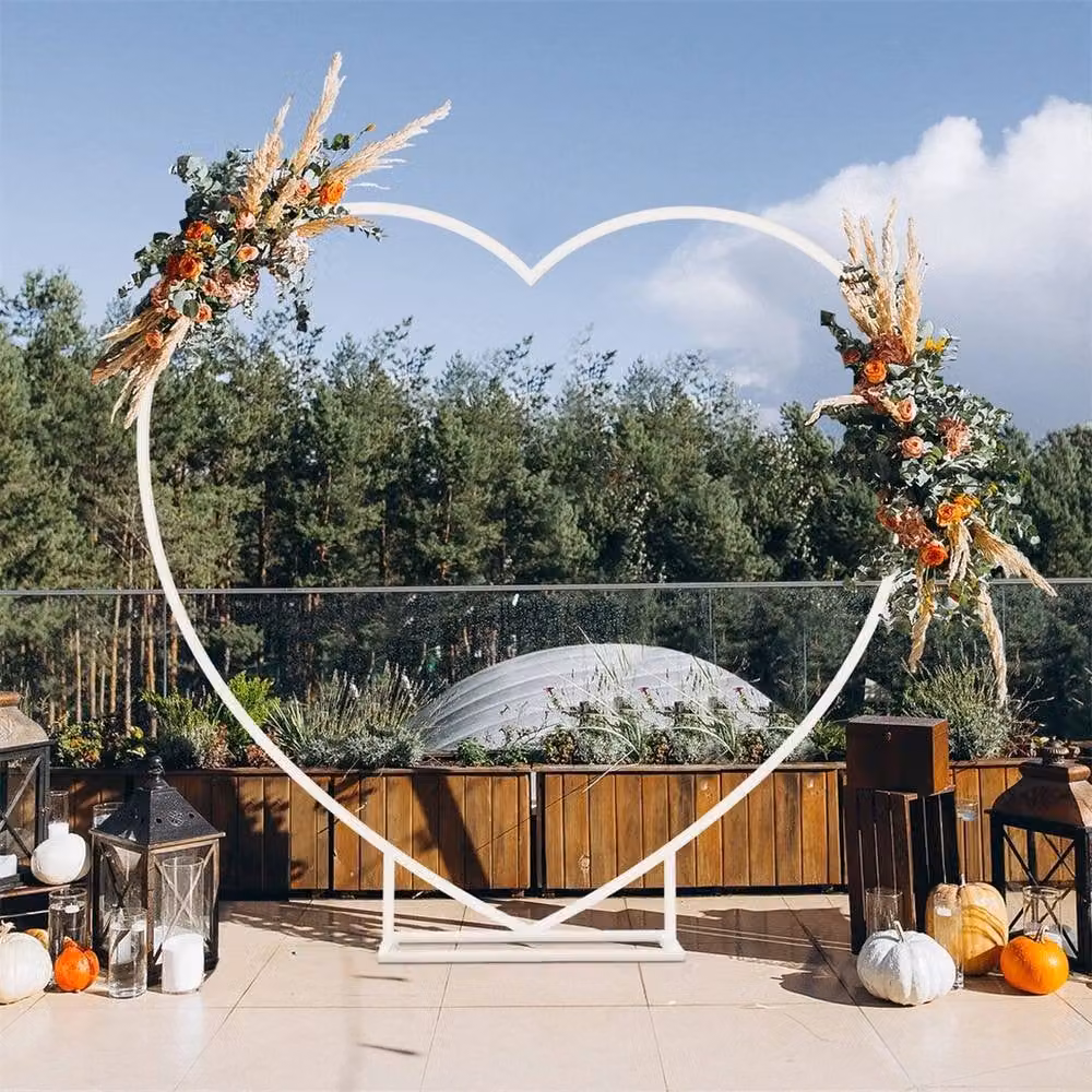 NESTLUNE Heavy Duty Heart Shape Wedding Balloon Arch Stand, White, W: 100 cm, D: 15 cm – 2