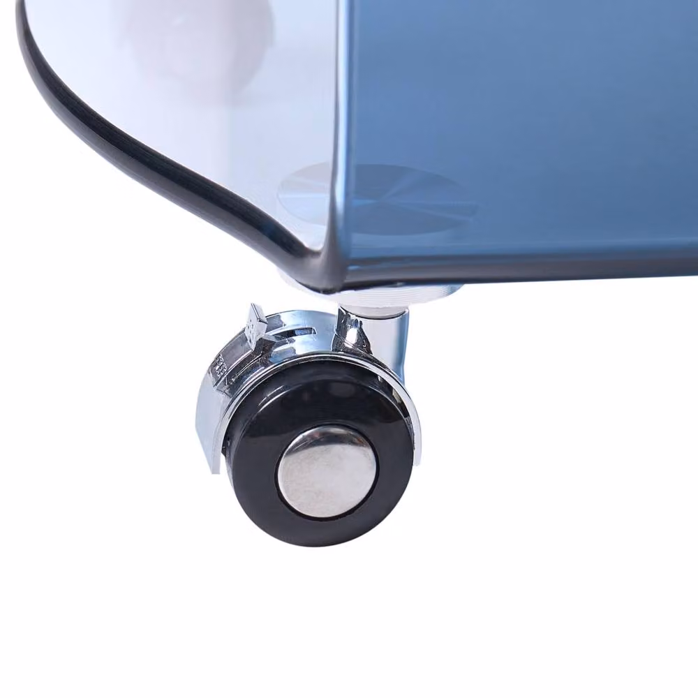 Wyld and Coco Astra Round Blue Tempered Glass Side Table with Castors – 3
