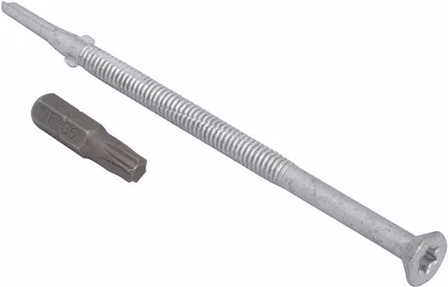 Forgefix Techfast Self-Drilling and Self-Countersinking Torx Roofing Timber Screws for Heavy Sections, Galvanised Steel, Silver