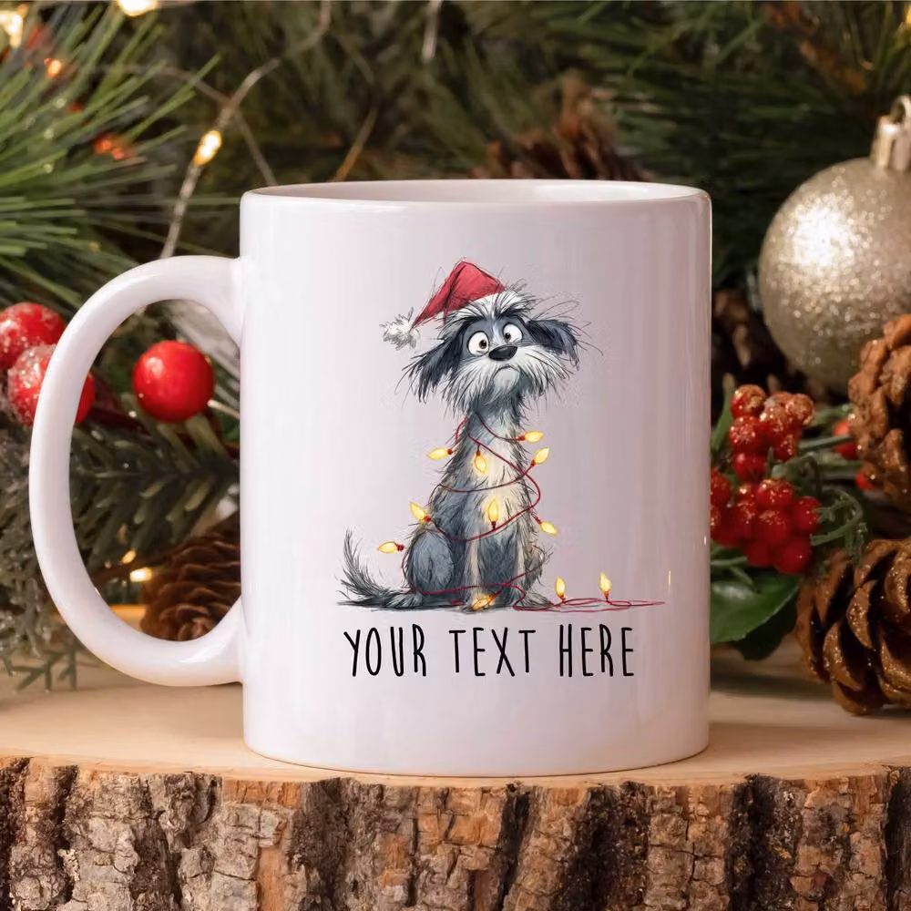 60 SECOND MAKEOVER Personalised Maltese Christmas Lights Santa Hat Ceramic Mug in White – 2