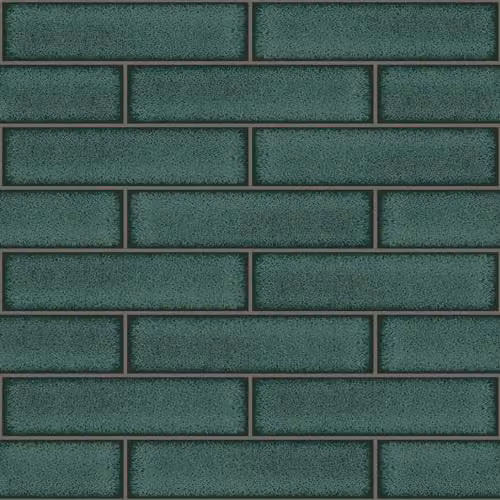 Holden Decor Emerald Green Celadon Gloss Tile Geometric Wallpaper