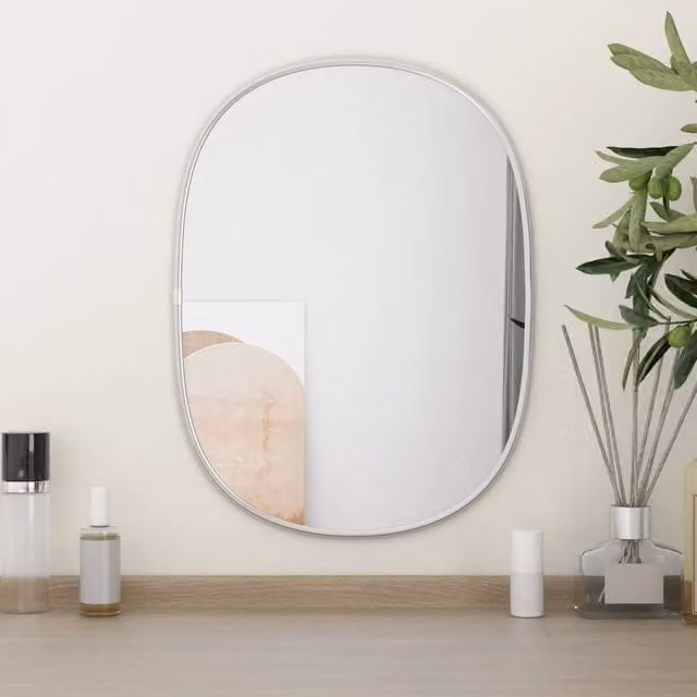 Berkfield Home Rectangular Minimalist Wall Mirror in Silver, W: 40 cm, H: 30 cm
