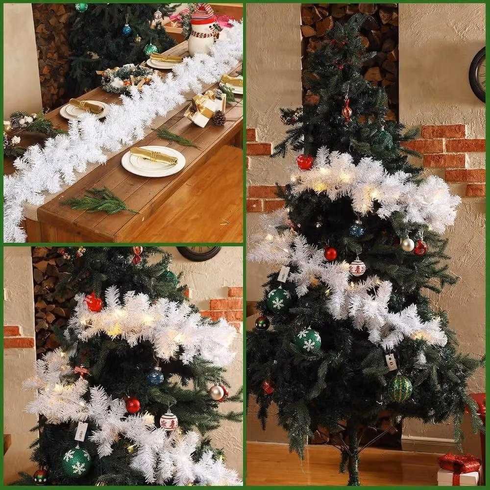 FLAVORA White Christmas Garland with 600 Tips and Warm White LED Lights, W: 100 cm, D: 15 cm – 4