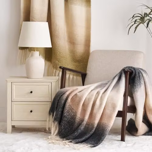 Allure Bath Fashions Ombre Faux Mohair Throw with Fringes, Grey and Green, W/D/H: 130 x 170 cm – 5
