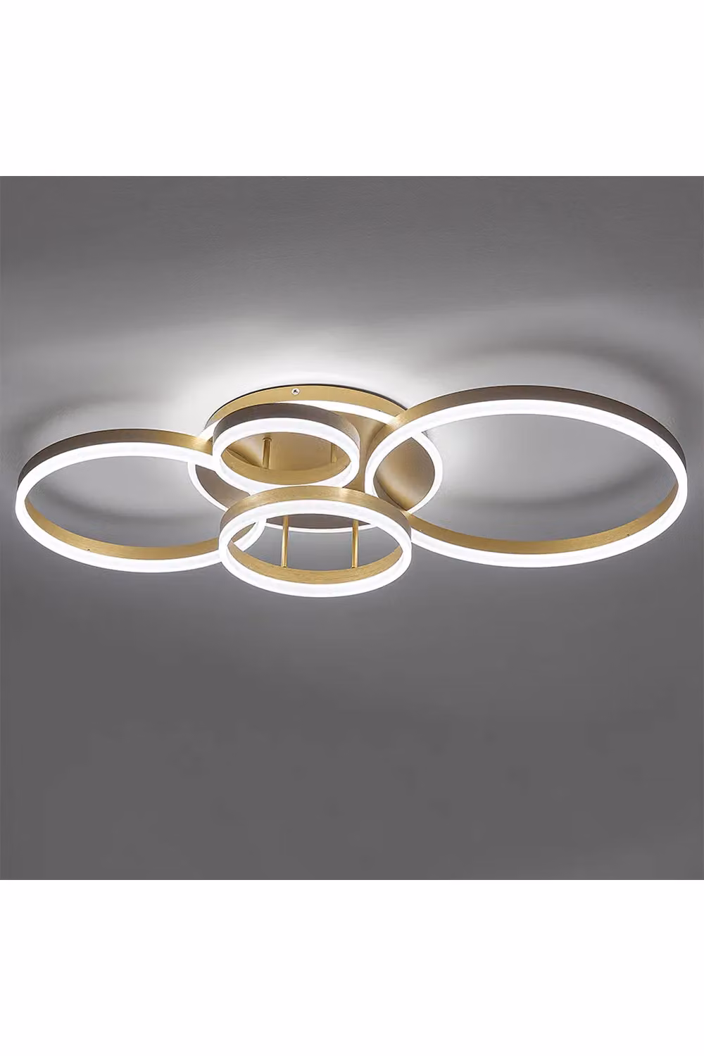 Living and Home Golden Round LED Ceiling Light with 5 Overlapping Circles in Gold/Brass with Cool White Light – 3