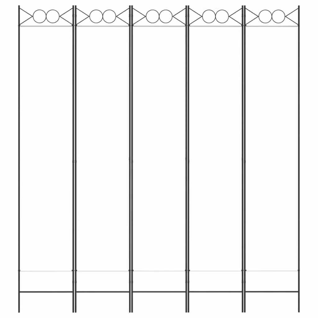 Berkfield Home 5-Panel Fabric Room Divider in White, W/H: 200 x 220 cm – 2