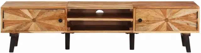 Berkfield Home Solid Acacia Wood TV Cabinet in Brown, W/D/H: 145 x 35 x 35 cm – 1
