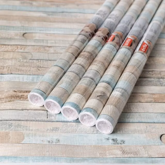 dc fix Rio Ocean Planks Self Adhesive Vinyl Wrap for Kitchen Doors and Worktops, Blue, W: 67.5 cm, L: 2 m (Pack of 5)