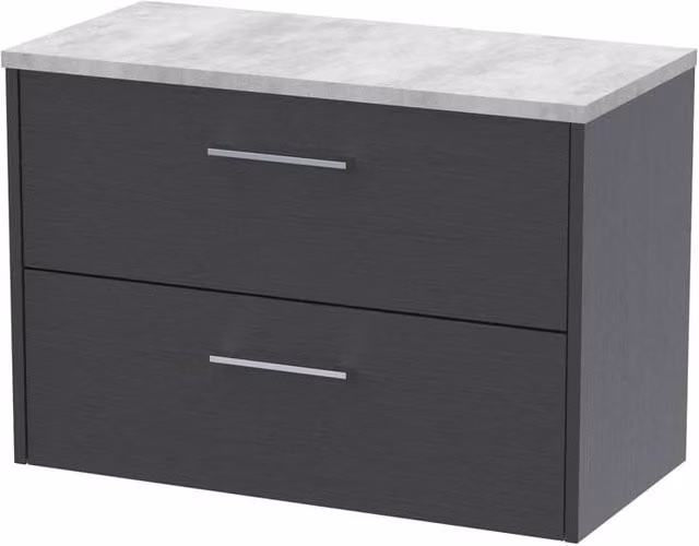 Balterley Winshill 2 Drawer Wall Hung Vanity Unit in Matt Dark Grey, Width: 80 cm