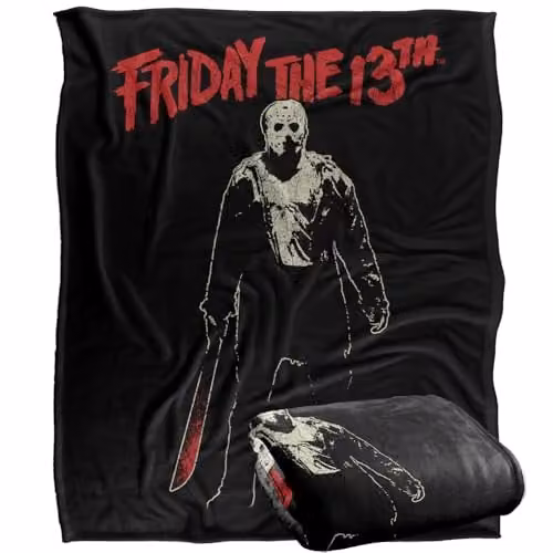 Warner Bros. Friday The 13th Chchch Ahahah Super Soft Fleece Throw Blanket, Multicolour, W: 152 cm, D: 127 cm – 1