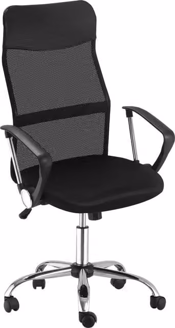HOMCOM Ergonomic Black Mesh Office Chair with Adjustable Height, Tilt Function and Swivel Base – 1