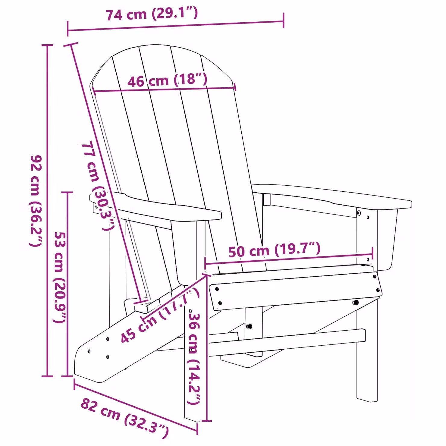 Berkfield Home Adirondack Chair in Navy Blue, W/D/H: 74 x 82 x 91 cm – 8