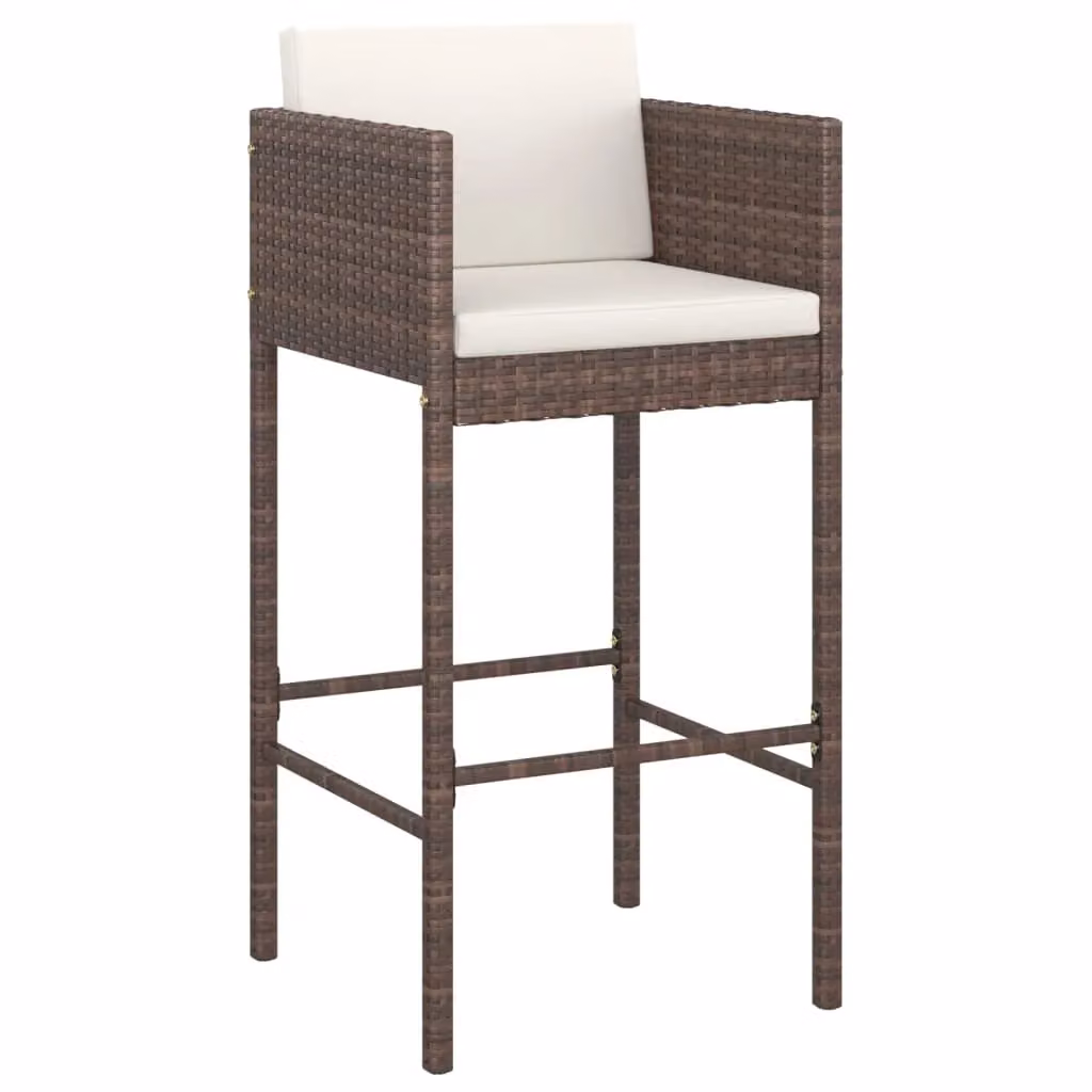 Berkfield Home 5 Piece Brown Poly Rattan Garden Bar Set with Cushions – 2