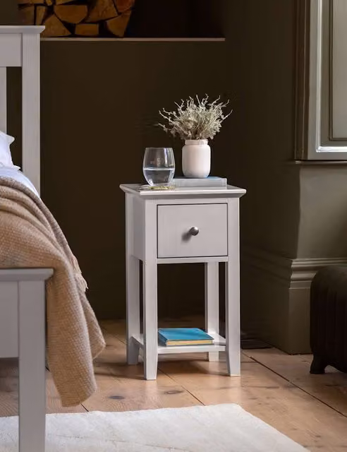 Gallery Direct Hastings Set of 2 Grey Lacquered Rubberwood Bedside Tables