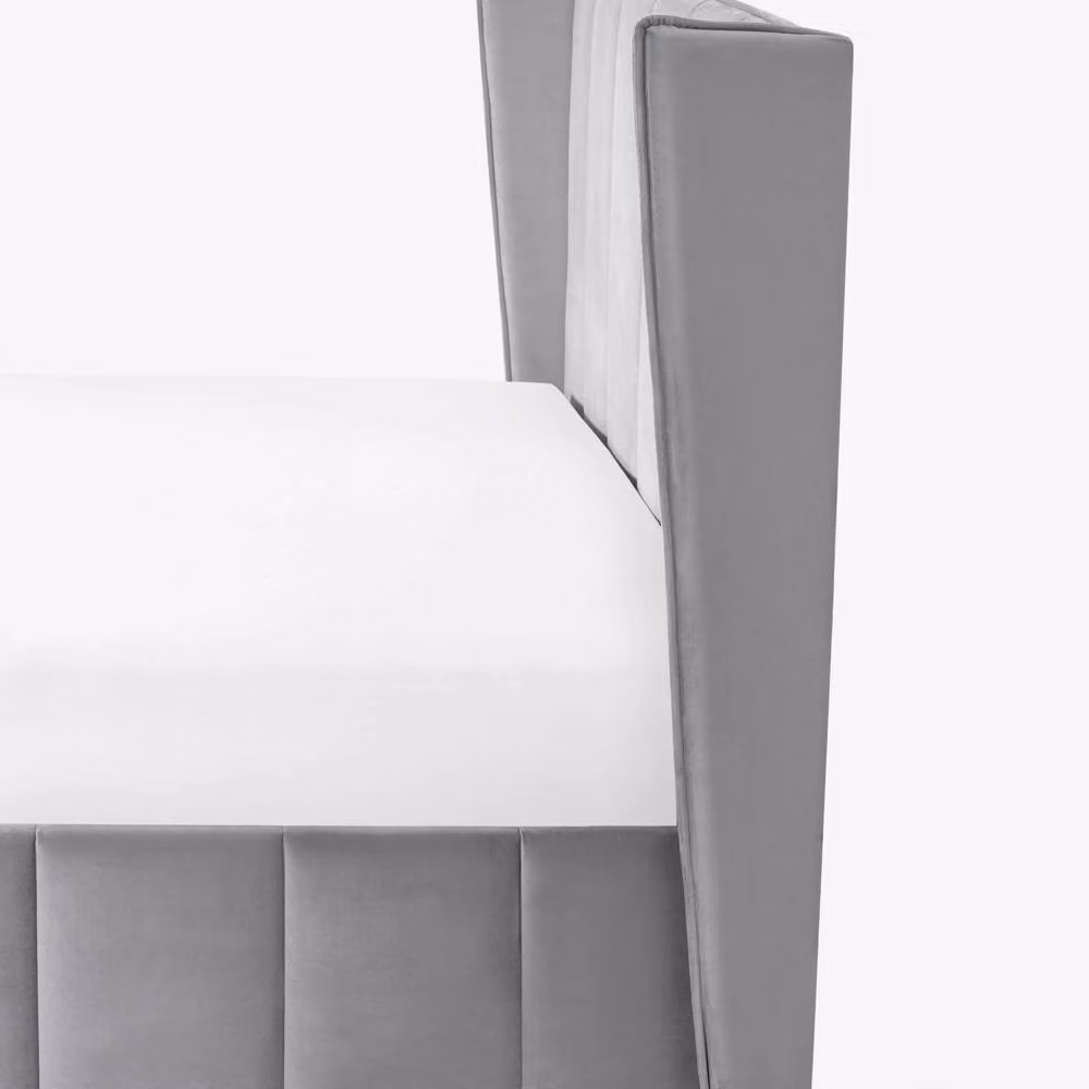 Cheshire Modern Grey Velvet Upholstered Ottoman Storage Bed with Lift Up Base, W/D/H: 150 x 200 cm – 4