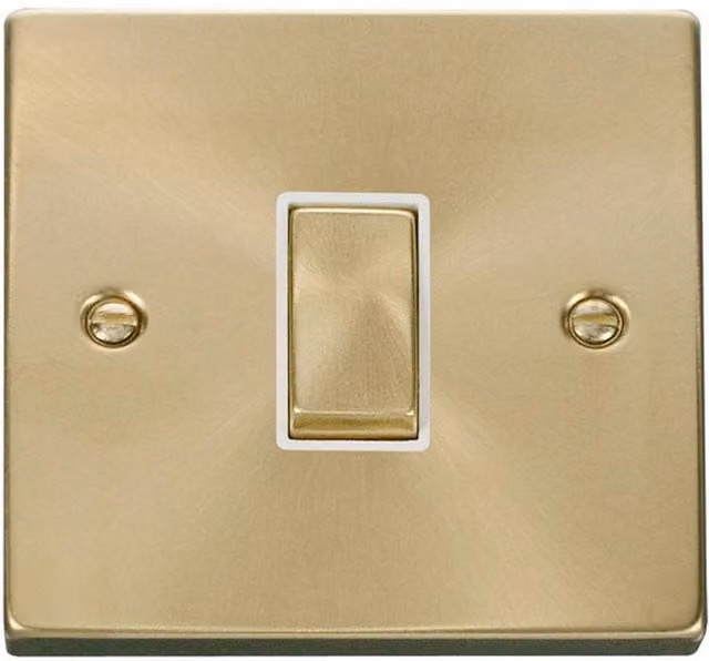 SE HOME Ingot 1 Gang 2 Way Surface Light Switch in White and Brushed Brass
