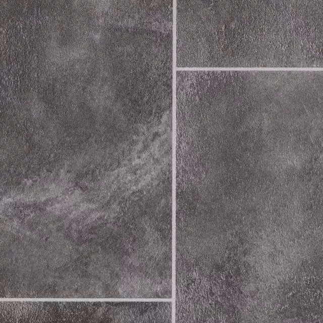 Primus Grey Stone Effect Felt Backed Vinyl Flooring Sheet, W: 200 cm, L: 300 cm, Thickness: 0.25 cm