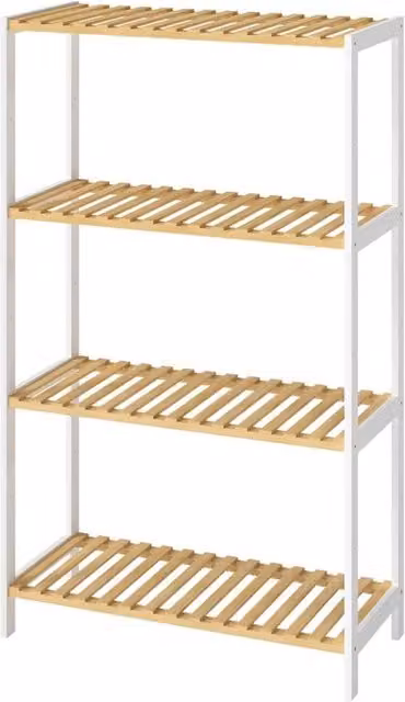 Nordara 4-Tier Adjustable Bamboo Shoe Rack in Natural Wood, W: 100 cm, D: 15 cm – 1