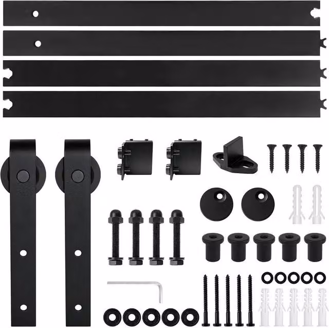 Kelvenix Black Sliding Wood Barn Door Hardware Kit, W: 1000 cm, H: 520 cm
